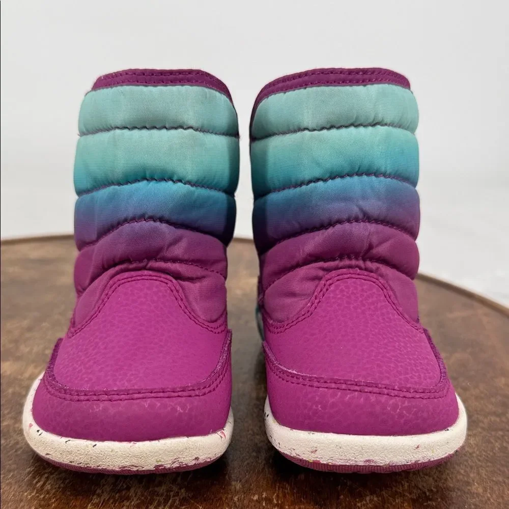 Merrell Boots Kids Toddler 6 Bare Steps Puffer Purple Blue Winter Snow